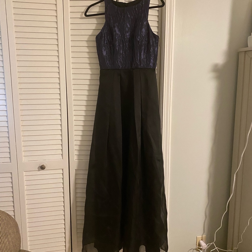 Black and navy evening gown